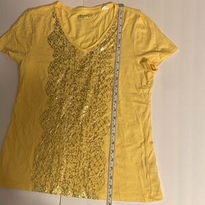 ZENERGY by Chico’s Butter Yellow Gold Animal Print Cotton Modal Soft T-Shirt S